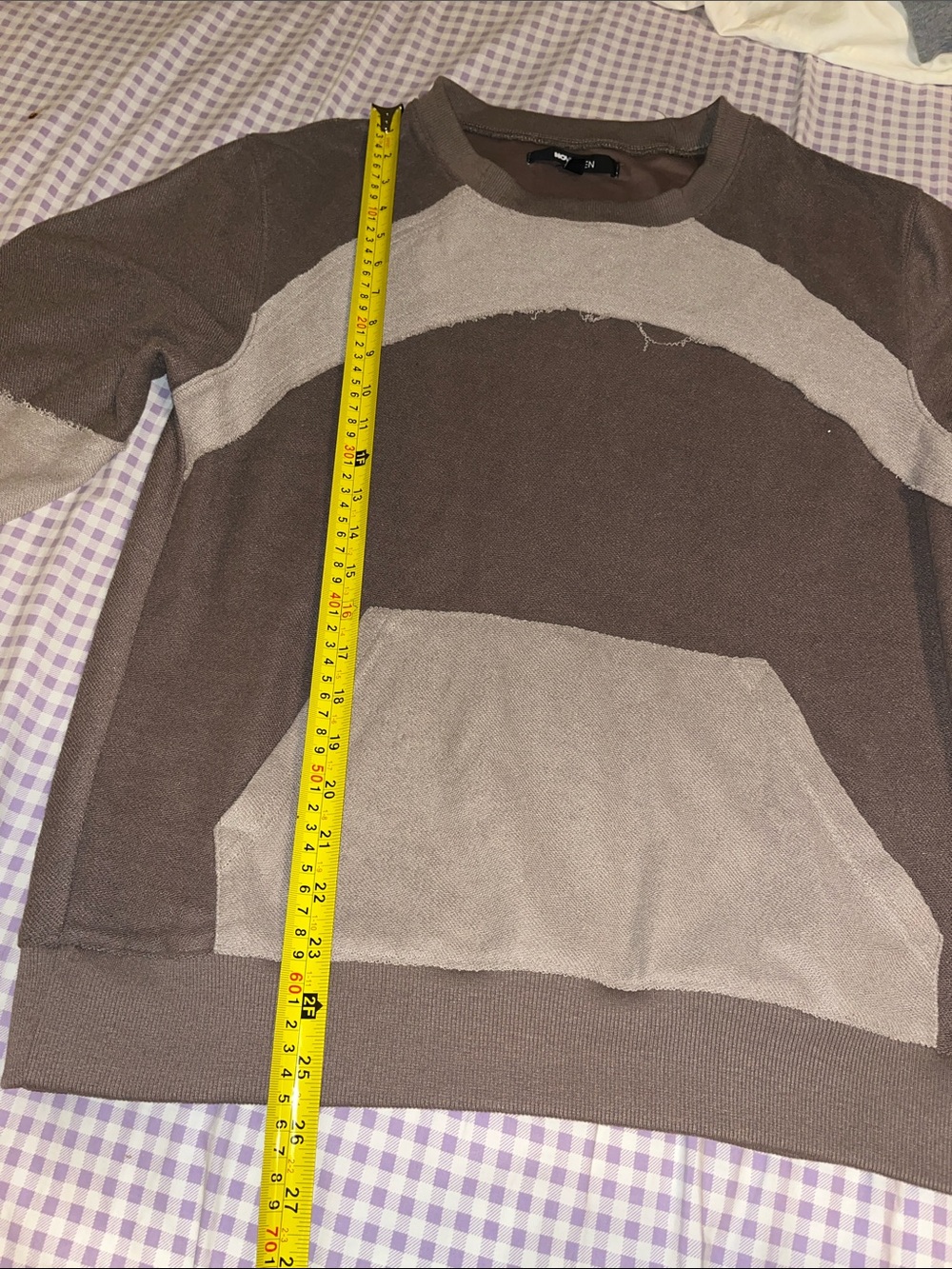 Fashion Nova Men's Two-Tone Brown Crewneck Sweater